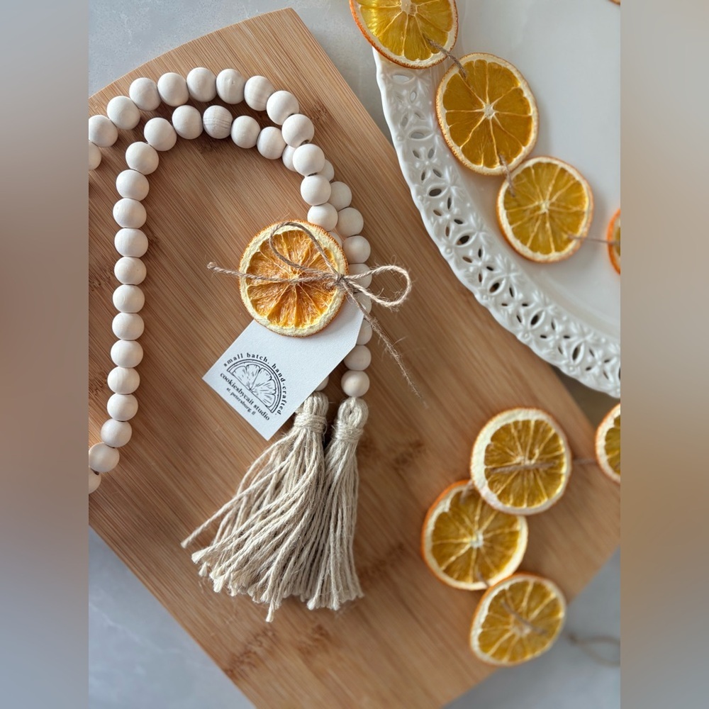 Handmade Wood Bead Garland |  58” Boho Farmhouse Tassel Decor | Gift Ready - Picture 14 of 16